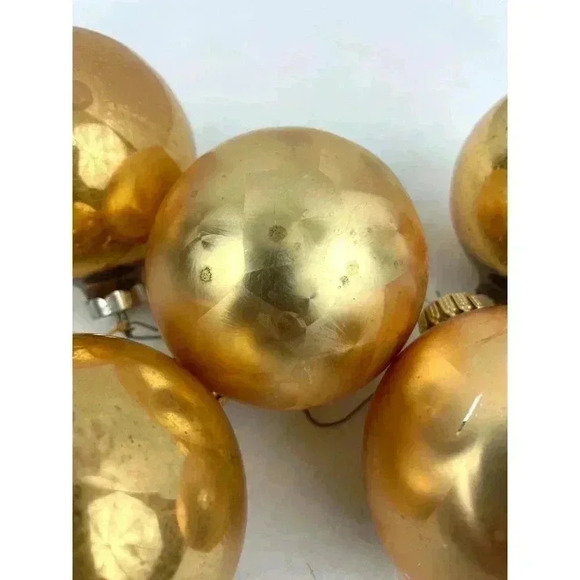 VTG Lot of 5 Gold Mercury Glass Christmas Ornaments Made in USA Holidays - Picture 12 of 14